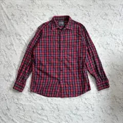 ユニクロ　チェックシャツ 長袖 ネルシャツ レッド　カジュアル　古着