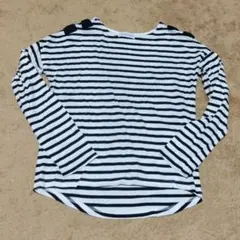 キッズ　トップス　白紺のボーダー　160cm