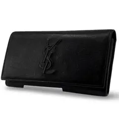 極美品】イヴサンローラン　長財布　ウォレット　ＹＳＬロゴ 　レザー　革　黒