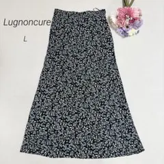 【ルノンキュール】総小花柄　ロング丈スカート　マキシ丈　裏地あり　大人可愛い　L
