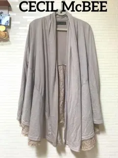 CECILMcBEE セシルマクビー　前下がりフレアレースカーディガン