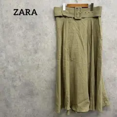 ZARA ザラ　ロングスカート　ベージュ　キャメル　ベルト付き　Lのサムネイル