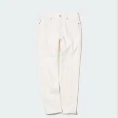 新品タグ付きUNIQLOストレッチスリムストレートジーンズ白ホワイト25