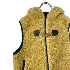 マナスタッシュ ボア フリース ベスト パーカー M ライトブラウン トグル