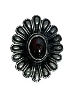 ビンテージ銀製品☆花 フラワーモチーフ 赤石 イヤリング ブローチ 925刻印