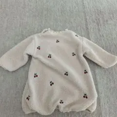 チェリー刺繍のボアワンピース 95cm未満