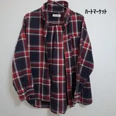 Heart Market チェック柄 長袖シャツ 綿100% フリーサイズのサムネイル