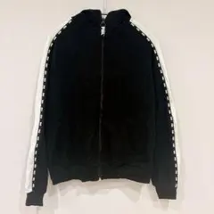 ヴィクトリアズシークレット パーカー フード付 袖リブ ロゴ S 黒 カジュアル