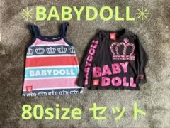 最終 ベビードール80サイズ　キャミソール&ロンＴセット
