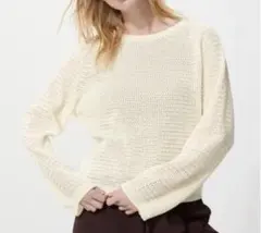 3Dメッシュクルーネックセーター UNIQLO M 白