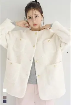 タグ付き未着用 coca プードルボ金和ノーカラーコート Ｌ