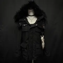 平成ギャル　y2kグランジ　ダークコア　リアルファー付き　モッズコート　N-3B