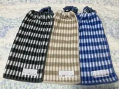 おりこうエプロン☆ ふわふわタオルエプロン☆チェックはたらく車ネームタグ