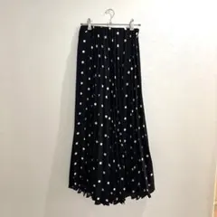 machatt フレアスカート ネイビー 水玉模様