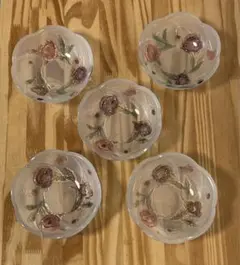 昭和レトロ　曽我ガラス　花模様デザートボウル 5個セット