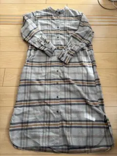 無印良品グレー系チェック柄シャツワンピース Mサイズ