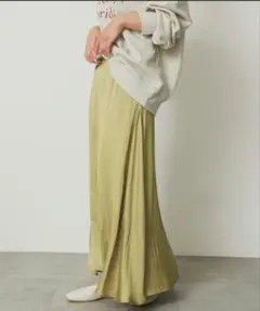 サテンナロースカート　イエロー
