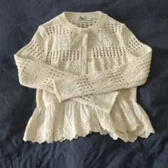 ZARA アイボリー ニットカーディガン S