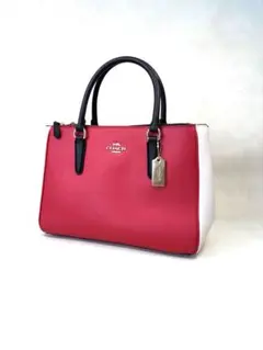 美品　COACH ハンドバッグ レッド/ホワイト/ブラック　F82132