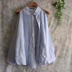 Q-19 SPRAY PREMIUM 青白ストライプ 長袖シャツ　オーバーサイズ