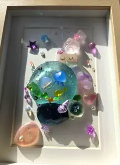 再販不可♡シーグラスアート♡レアシーグラス♡ヒーリングアート 8-28「王子様に逢いたくて」blue ver. シーグラスアート プリンセス