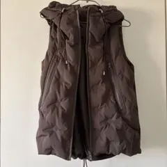 異素材ダウンベスト　茶色