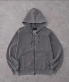 く*ろ様 グレー フリース ジップアップパーカー