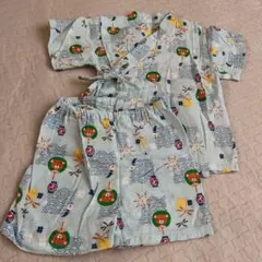 水色 花火プリント 甚平 80cm