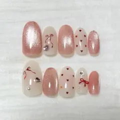 003ネイルチップ　マグネット　チーク　リボン