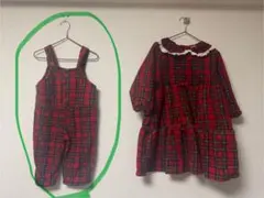 aosta 赤チェック　オーバーオール　XL