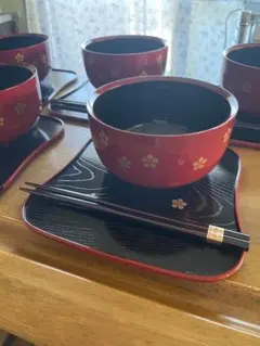 桂由美 漆器 花柄 椀、箸、盆セット - メルカリ