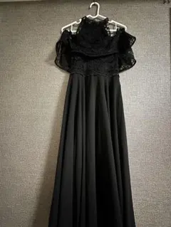 オフショルダー ブラックロングドレス
