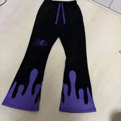 入手困難　生産終了Le4n スウェットパンツ ブラック×パープル