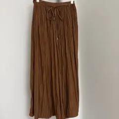 ブージュルード ロング プリーツパンツ 総ゴム ブラウンM