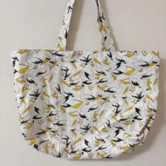 ハンドメイド　大きめ　エコバッグ　トートバッグ　ペリカン　鳥柄