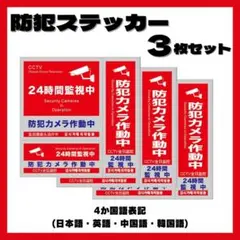 防犯ステッカー セキュリティシール 防犯対策 防水 3枚 4ヵ国語 カメラ型05のサムネイル