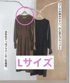 新品未使用　しまむら talbyyumi ワッシャージャガードワンピース　中茶L