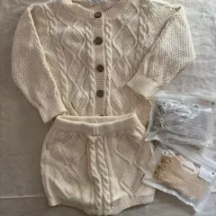 アイボリー ケーブル編み ニットセットアップ