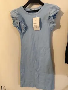 ZARA 水色 ノースリーブ ミニワンピース S
