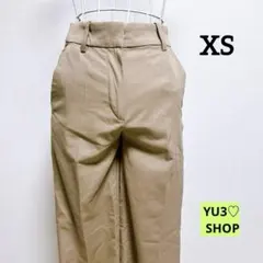 エイチアンドエム・XS ストレートパンツ コットン混 ベージュ カジュアル