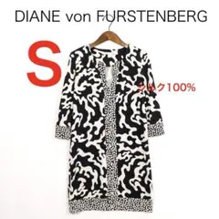 H6223◾️ダイアンフォンファステンバーグ　総柄シルク７分袖チュニックワンピ