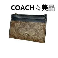 COACH美品☆コインケース キーリング付 定期入れ シグネチャー 人気