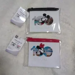 Disney100 フラットポーチ2個セットミッキーマウス ミニーマウス