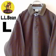 USA古着 L.L.Bean　長袖ポロシャツL　モスグリーンブルー