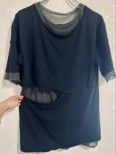 PERVERZE レイヤードデザイン メッシュTシャツ ブラックのサムネイル