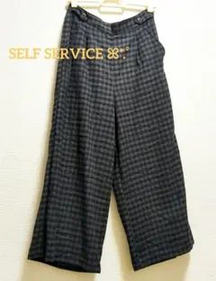 【SELF+ SERVICE】チェック柄ワイドパンツ（グレー系）
