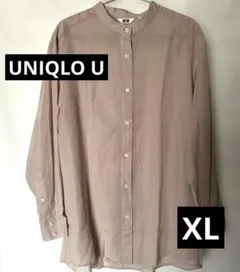 UNIQLO U ノーカラーシャツ　XL サーモンピンク　綿100%