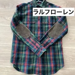 【美品】ラルフローレン エルボーパッチ付きネルシャツ　長袖　チェック柄