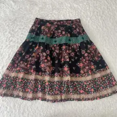 ドーリーガール　バイ　アナスイ　ひざ丈　フレアスカート　花柄　ハート　ペイズリー