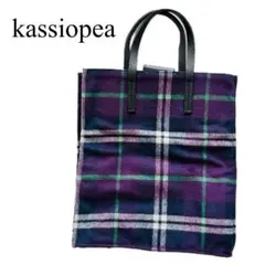 【美品】kassiopea カシオペア　トートバッグ　タータンチェック　紫のサムネイル